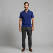 Tailored Knit Polo with Buttonless Collar