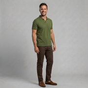 Tailored Knit Polo with Buttonless Collar