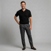 Tailored Knit Polo with Buttonless Collar