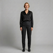 Satin Button-Up Blouse with Tailored Collar