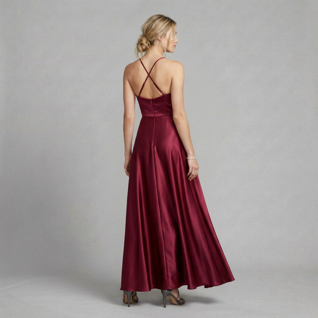 Square Neck Satin Maxi Dress