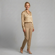 Satin Button-Up Blouse with Tailored Collar