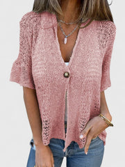 Women's Fall Open Knit Buttoned Cardigan Style Casual Wear