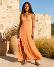 Ruffle Side Slit Maxi Dress