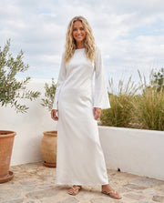 Figure-Hugging Maxi with Bell Sleeves