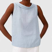 Roll Collar Sleeveless Top