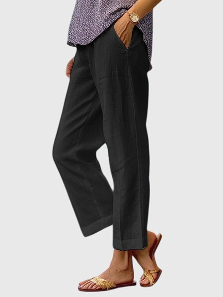 Linen Straight-Leg Pants