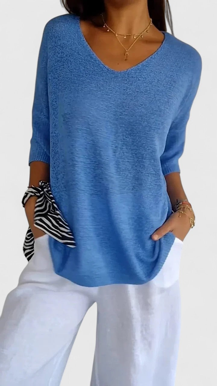 V-Neck Lightweight Knit Top