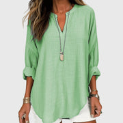Relaxed Long Sleeve V-Neck Shirt Breathable Beach