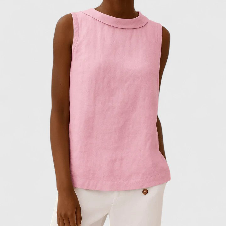 Roll Collar Sleeveless Top