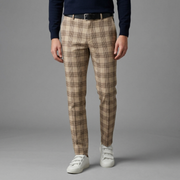 Check Pattern Trousers with Slim Fit