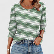 Relaxed Smocked Sleeve Top Design Everyday Casual Wear