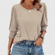 Relaxed Smocked Sleeve Top Design Everyday Casual Wear