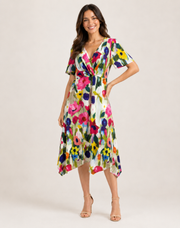 Short Sleeve V-Neck Dress Printed Casual Wear Breathable Summer