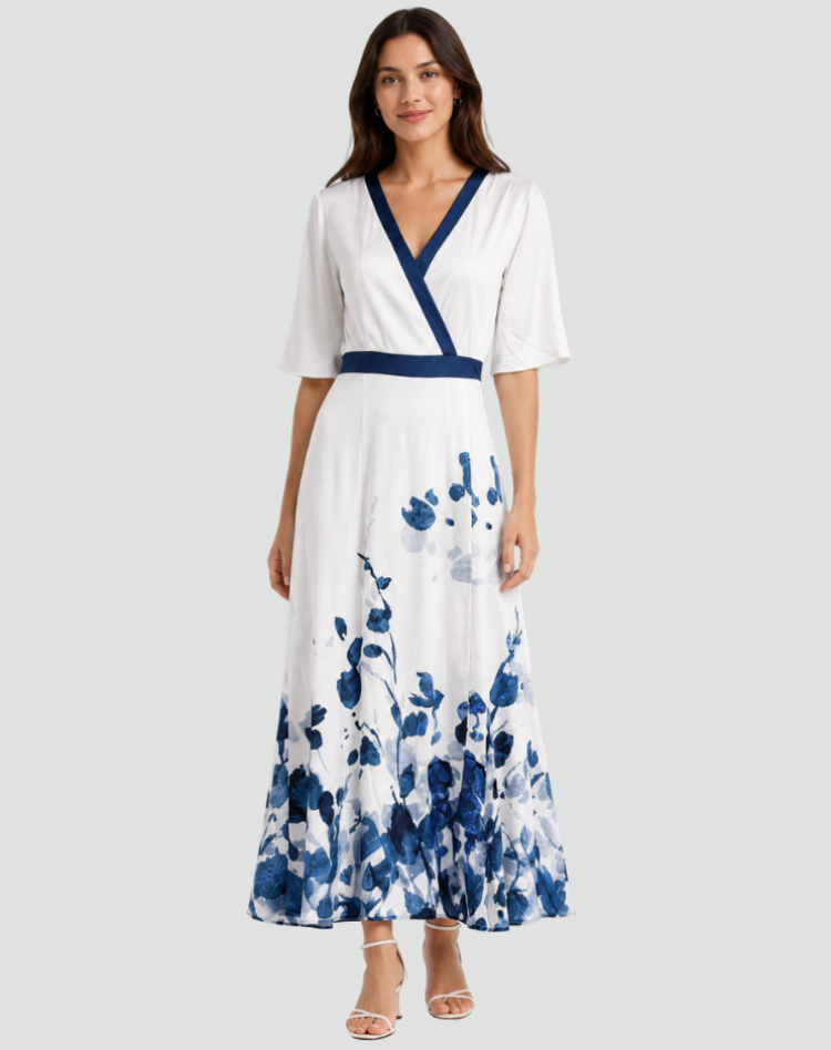 Floral V-Neck Maxi Dress Wedding Guest