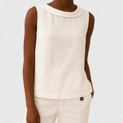 Roll Collar Sleeveless Top