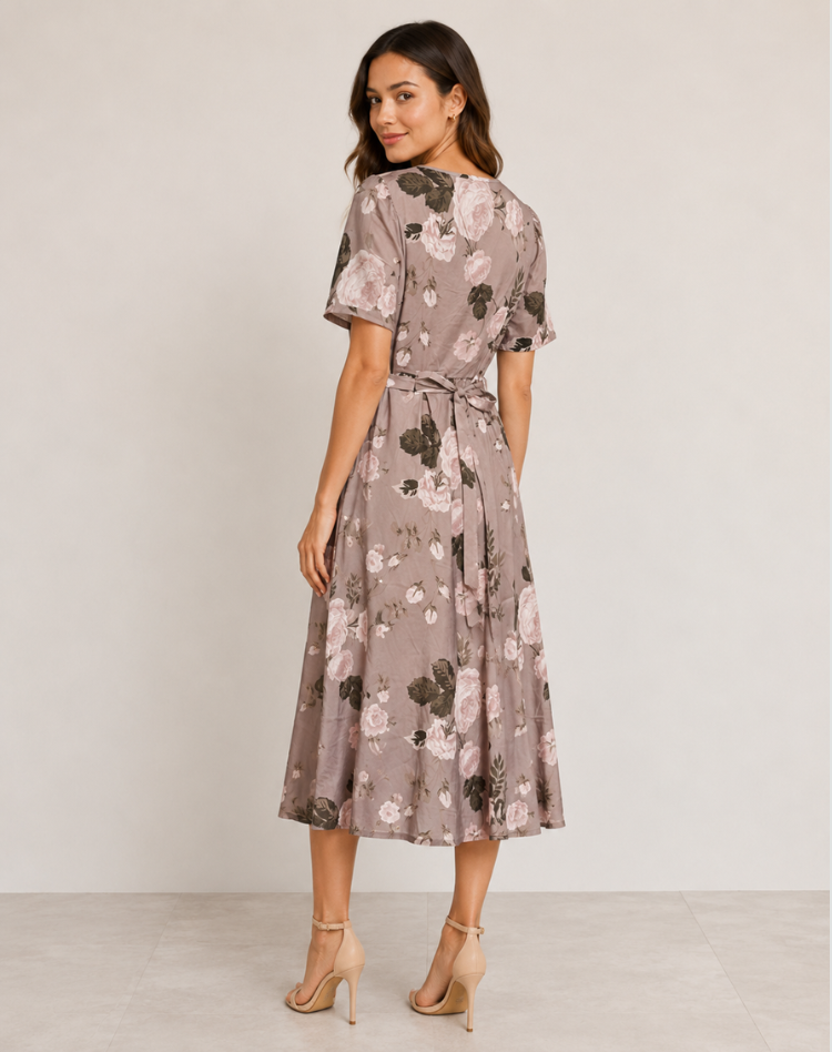 Short Sleeve V-Neck Dress Printed Casual Wear Breathable Summer