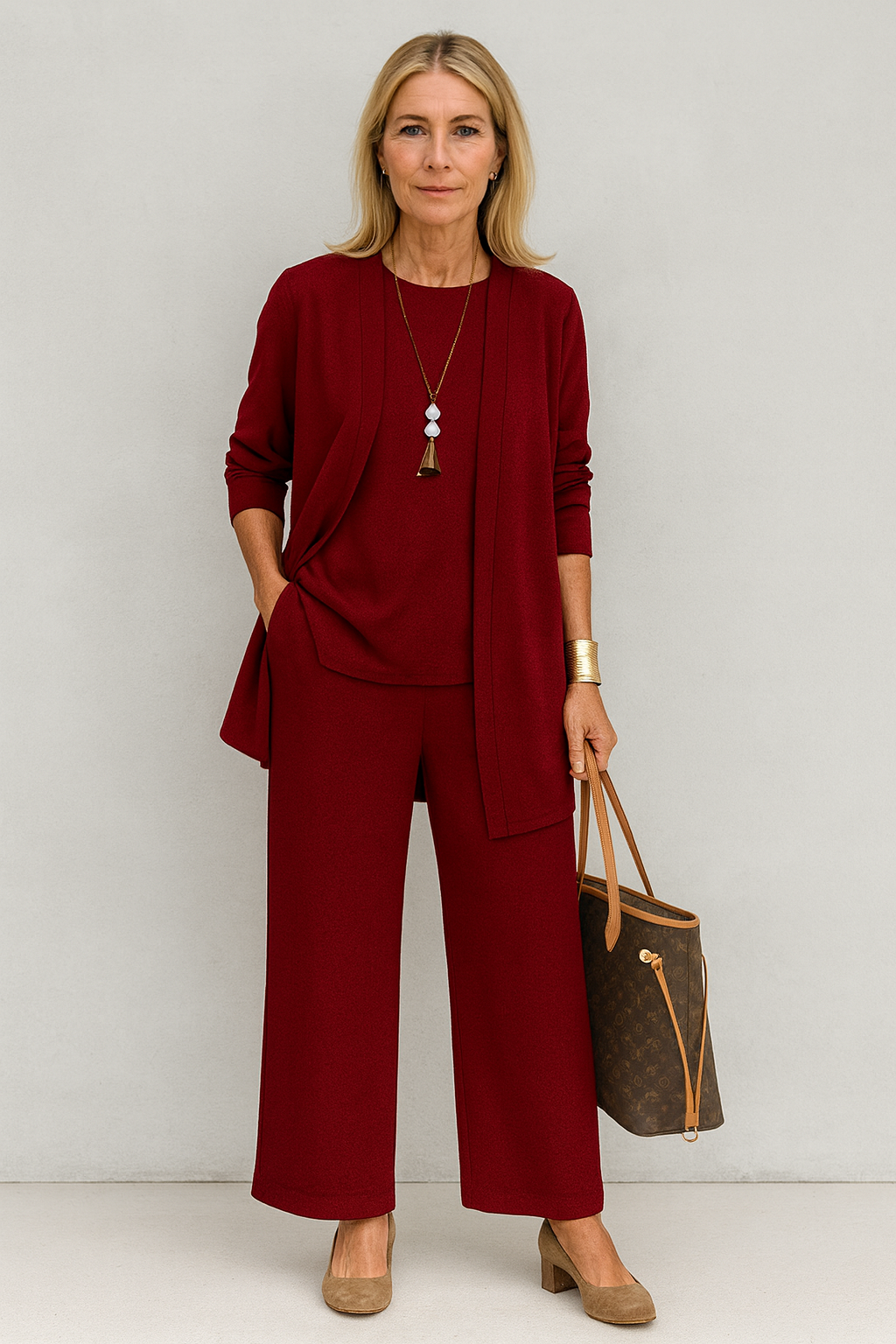 Relaxed 3-Piece Set with Necklace