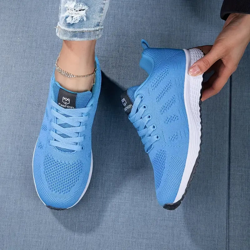 Breathable Mesh Lace-Up Sneakers