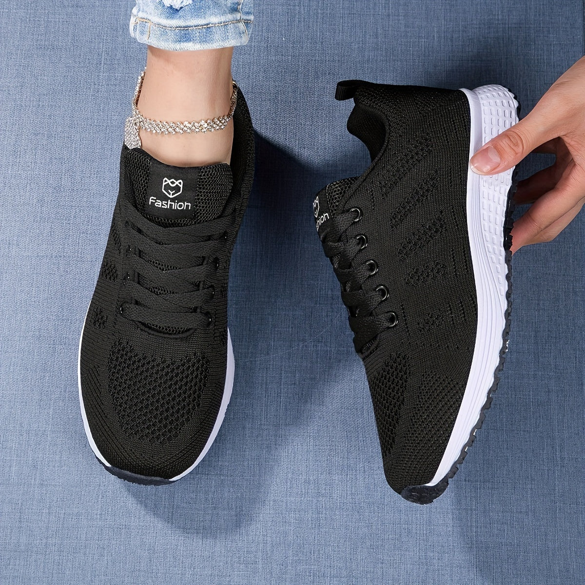 Breathable Mesh Lace-Up Sneakers