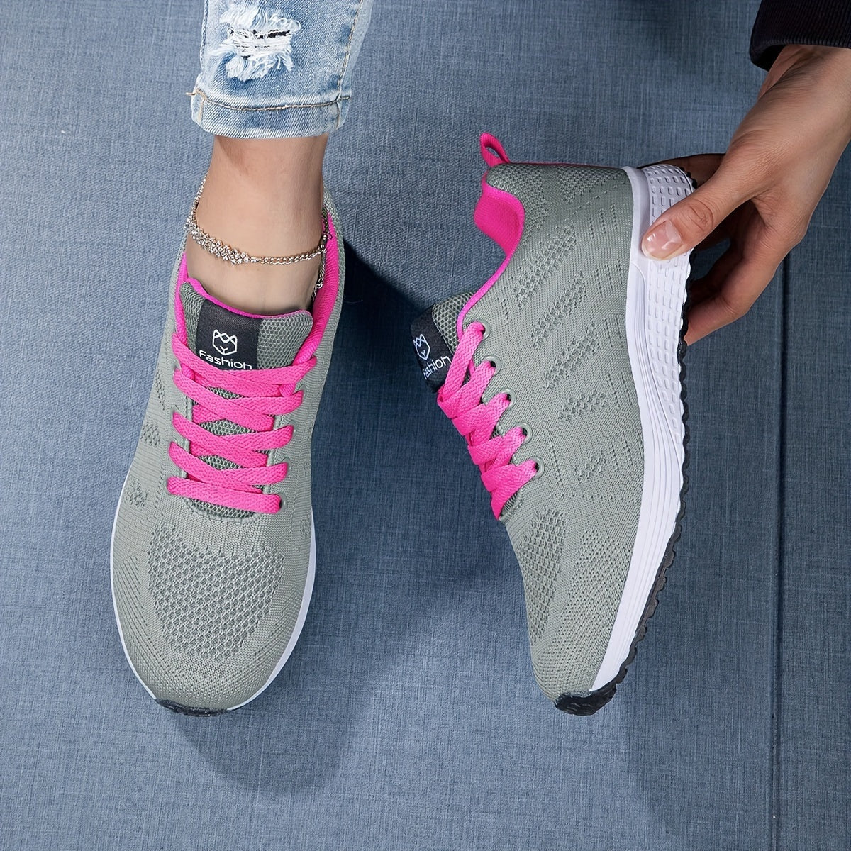 Breathable Mesh Lace-Up Sneakers