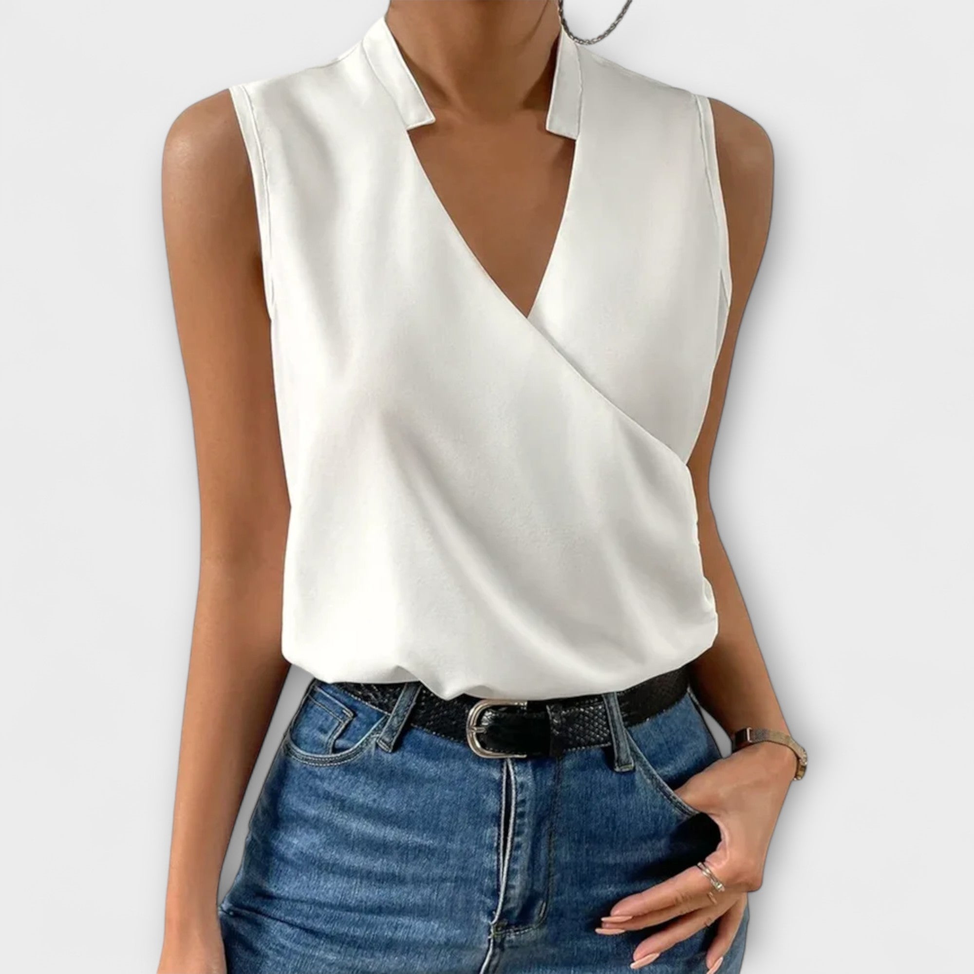 V-Neck Sleeveless Wrap Top