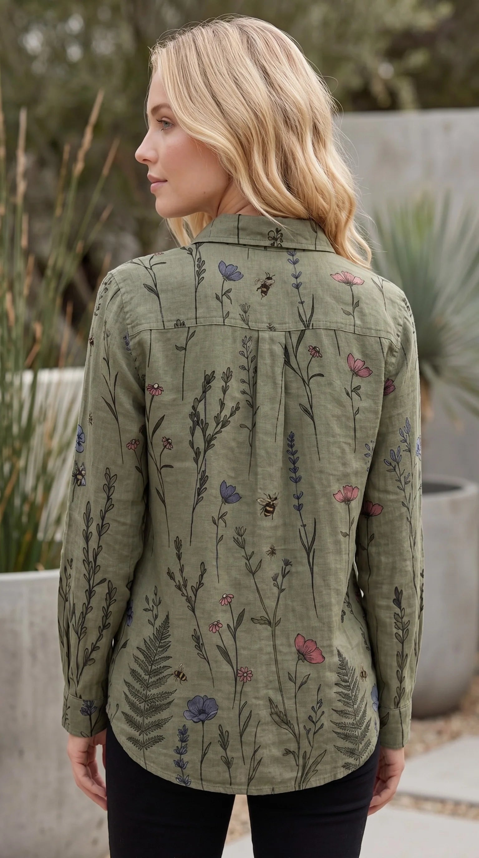 Long Sleeve Printed Button-Up Shirt