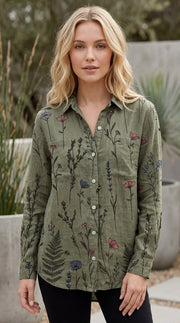 Long Sleeve Printed Button-Up Shirt