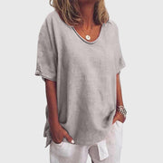 Relaxed Scoop Neck Linen Top