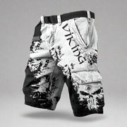 Belted Cargo Shorts with Bold Print Denim Style