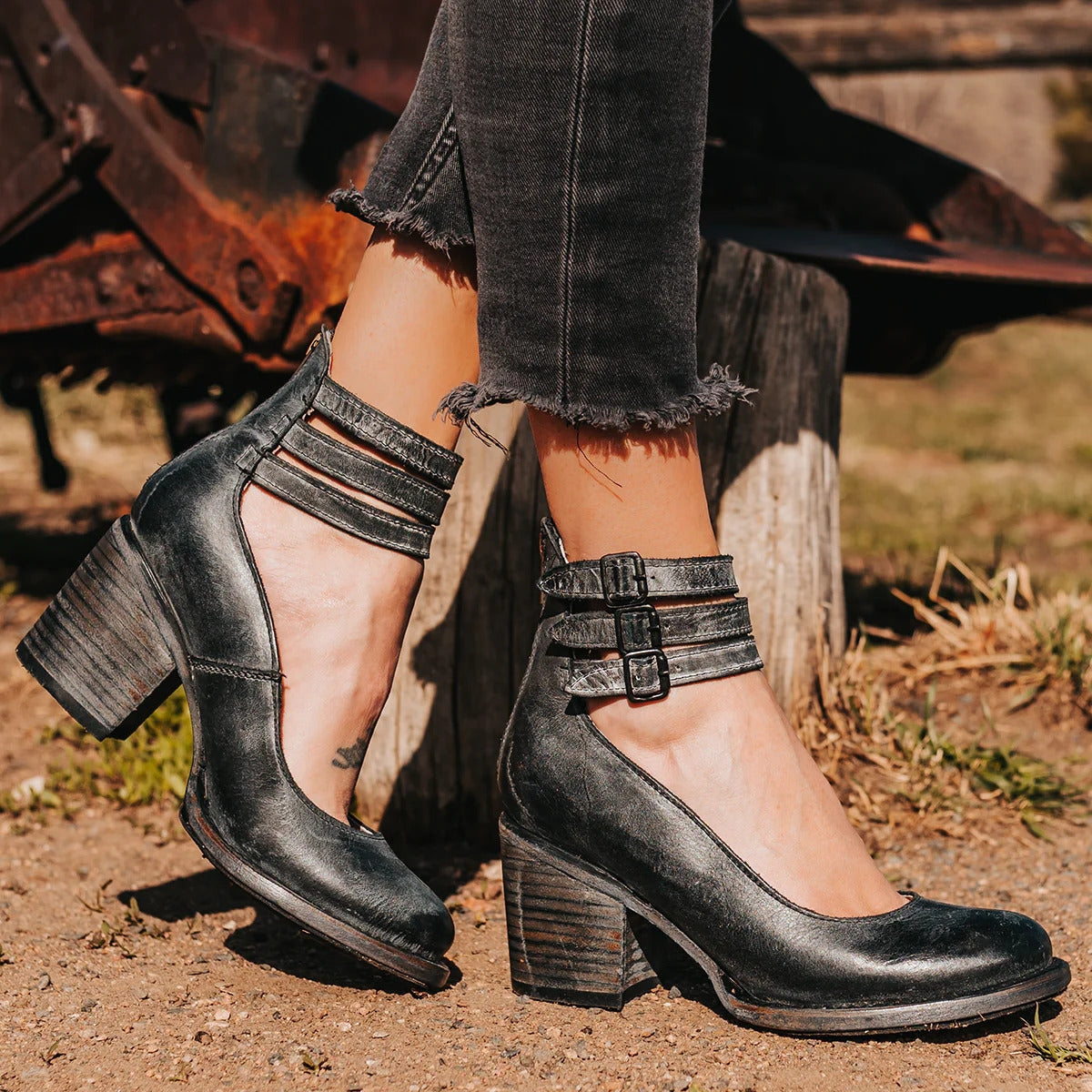 Mila | Block Heel Ankle Boots with Buckle Straps for Women