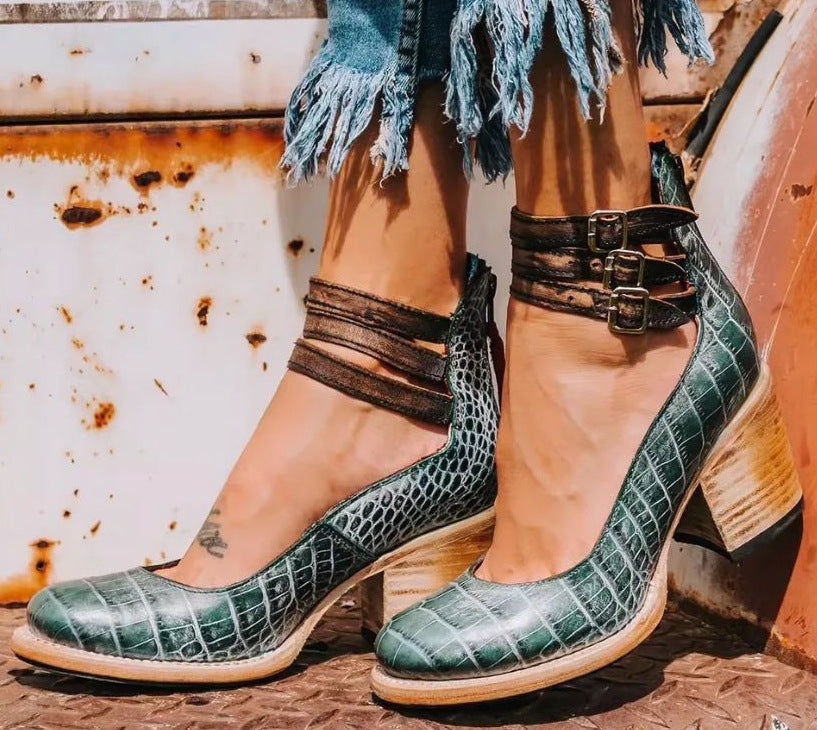 Mila | Block Heel Ankle Boots with Buckle Straps for Women