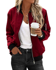 Bomber Jacket with Zipper Pockets Relaxed Fit Outfits Wedding Guest