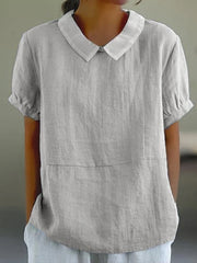 Breezy Linen Collared Blouse