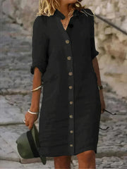 Button-Down Linen Midi Dress Style Casual Wear Every Occasion
