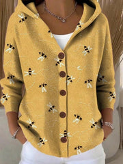 Button Hooded Sweater with Unique Patterns Style Casual Wear Breathable