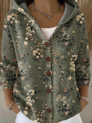 Button Hooded Sweater with Unique Patterns Style Casual Wear Breathable