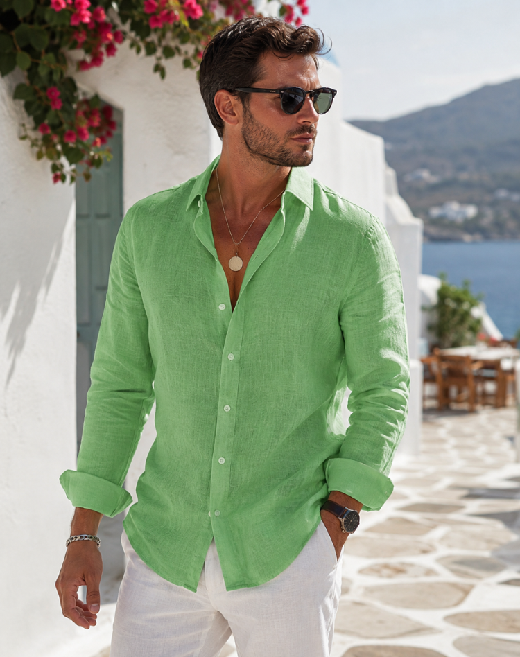 Casual Linen Button-Up Shirt Wear Every Occasion Breathable