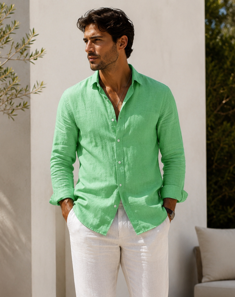 Casual Linen Button-Up Shirt Wear Every Occasion Breathable