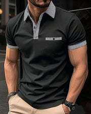 Checkered Collar Polo Shirt Casual Wear Breathable