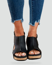 Wedge Sandals with Cork-Look Sole