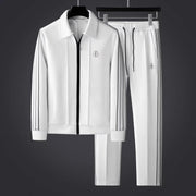 Classic Black Tracksuit with Stripe Detail Breathable Fabric Casual Comfort