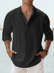 Classic Button-Up Linen Shirt Casual Wear Breathable