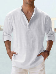 Classic Button-Up Linen Shirt Casual Wear Breathable