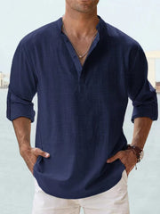 Classic Button-Up Linen Shirt Casual Wear Breathable