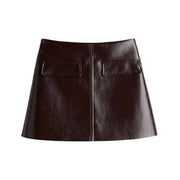 Coated Jacket and A-Line Skirt Set