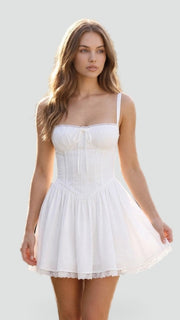 Garden Party Lace Trim Mini Dress