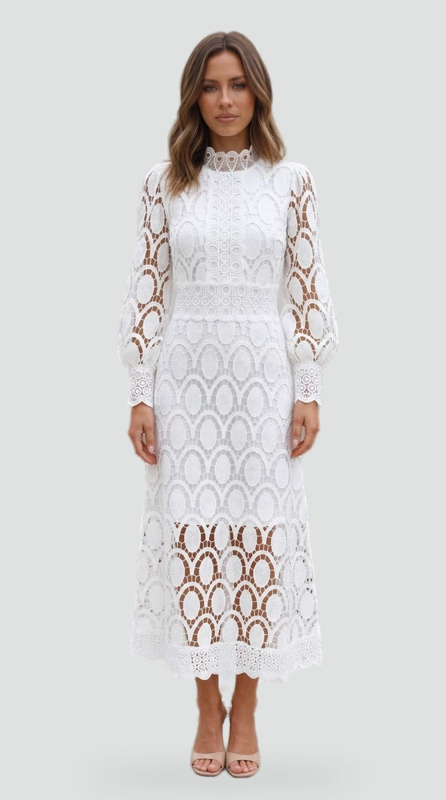 Tailored Midi Dress with High Neckline