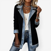 Denim-Inspired Knit Jacket Casual Wear All Seasons Denim