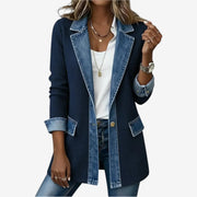Denim-Inspired Knit Jacket Casual Wear All Seasons Denim